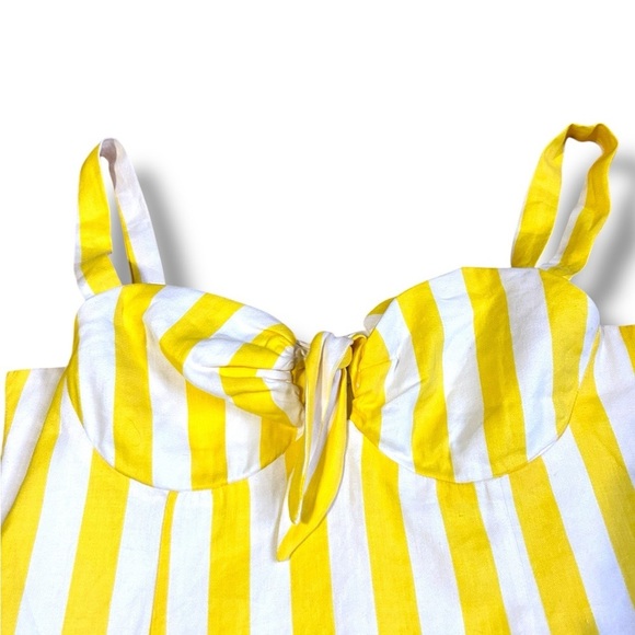 Revolve Lovers + Friends Adele Mini Dress Lemon Stripe Sweetheart Sz XL yellow - Picture 4 of 11